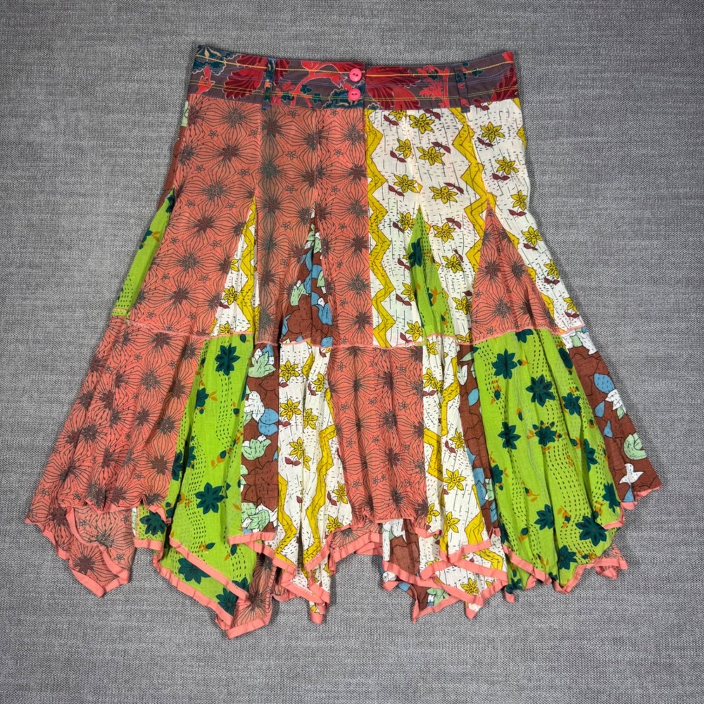 Lux Urban Outfitters Patchwork Handkerchief Skirt Size 5 Floral Kantha Boho